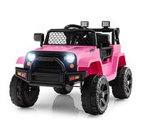 RELAX4LIFE Macchina Elettrica per Bambini 12 V Fuoristrada con Telecomando 2,4G, 2,5-4,5 km/h, Musica, Porta USB e Aux, Storia,Fari (ROSA)