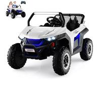 RELAX4LIFE Macchina Elettrica per Bambini 12V, 2 Posti, con Luci Suoni, Ideale per Bambini 3-8 Anni, Capacità 60 kg (Bianco)
