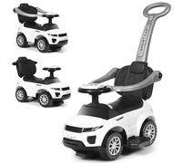 RELAX4LIFE Macchinina a Spinta Cavalcabile 3 in 1 per Bambini da 1 a 3 Anni, con Barriere di Sicurezza Rimovibili e Clacson, Portaoggetti Sotto Sedile, Luce (BIANCO)