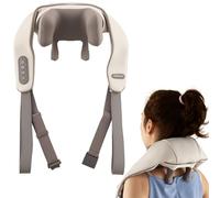 RELAX4LIFE Massaggiatore Shiatsu per Collo e Spalle Senza Fili, Impastamento Profondo 4D con Riscaldamento, 2 Modalità e 2 Livelli di Intensità, Design Ricaricabile (Beige)