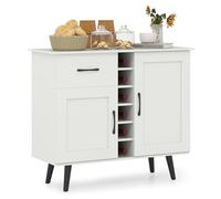 RELAX4LIFE Mobile Bar per Vino, Credenza con 2 Ante e 1 Cassetto, Porta Bottiglie da 6, Ripiani Regolabili, Credenza con Spazio per Vino per Cucina, Sala da Pranzo, Soggiorno