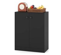 RELAX4LIFE Mobile Buffet da Cucina con 2 Ante, Credenza in Legno, Mobile Contenitore con 3 Scomparti, Credenza Moderna per Ingresso, Soggiorno, Sala da Pranzo (Nero)