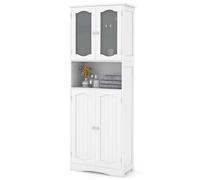 RELAX4LIFE Mobile da Bagno Alto, Armadietto a Terra con Scomparti Aperti, Ripiani Regolabili, Mobiletto Portaoggetti Salvaspazio per Soggiorno, Camera da Letto e Cucina (60x30x164 cm)