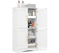 RELAX4LIFE Mobile da Bagno, Armadietto con 4 Ante, Ripiani Regolabili, Credenza da Cucina Salvaspazio, Mobiletto Multiuso per Soggiorno e Ufficio, 60 x 30 x 110 cm (Bianco)