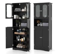 RELAX4LIFE Mobile Dispensa a 4 Ante, Credenza da Cucina Alta con 5 Ripiani, Mobile Credenza con 2 Ripiani Regolabili, Mobile Alto Multiuso per Sala da Pranzo, Soggiorno, Ufficio, Nero/Bianco (NERO)
