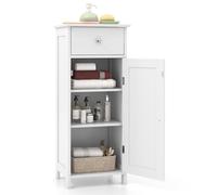 RELAX4LIFE Mobiletto Bagno Salvaspazio, con Cassetto e Ante, Ripiani Regolabili in Altezza, Armadio Multiuso per Camera/Salotto/Ingresso, 35,5 x 30,5 x 88cm