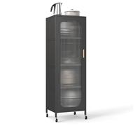 RELAX4LIFE Mobiletto da Cucina, Armadio Multiuso a 5 Ripiani con Mensole Regolabili, Armadietto da cucina con Rotelle per Ufficio, Camera da Letto e Soggiorno (Nero)