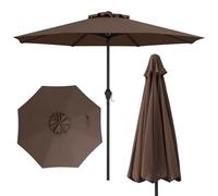 RELAX4LIFE Ombrellone da Giardino 2,6M/3,6M, Ombrellone Parasole da Esterno con 8 Stecche e Palo in Metallo, Sistema a Manovella, Ideale per Cortile Piscina Giardino (Caffè,260cm)