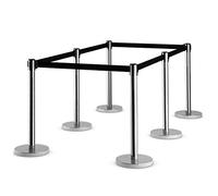 RELAX4LIFE Paletti di Delimitazioni con Nastro, Colonnine Segnapercorso, Palo Separatore, Nastro Barriera Retrattile, per Antintrusione, Colonnina in Acciaio Inox, 2 m di Nastro Estensibile, 6 Pezzi