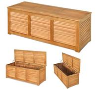 RELAX4LIFE Panca Baule in Legno di Acacia, Scatolone Rialzato a Doghe, Coperchio Ribaltabile con Maniglia ad Anello, Contenitore Portatutto da Interno Esterno, 120x45x45cm (Modello 1)