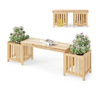 RELAX4LIFE Panchina da Esterno 2-in-1 con 2 Fioriere, Letto da Giardino Rialzato con Seduta per 2 Persone, Base Aperta, Design Scanalato, Panchina con Contenitore per Piante per Veranda Prato