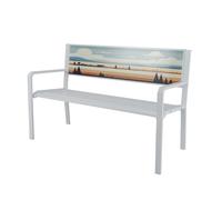 RELAX4LIFE Panchina da Esterno in Metallo, Panchina a 2 Posti a Doghe con Schienale Decorativo e Comodi Braccioli, Telaio in Metallo, Elegante e Robusto Arredo da Esterno per Patio, Portico, Giardino