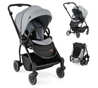 RELAX4LIFE Passeggino Leggero e Reversibile per Bambini 0-3 Anni, con Seduta Fronte Mamma e Strada, Schienale Regolabile, Ruote Ammortizzate, Cestello 36L, Portata 30kg, Omologato CE (GRIGIO)