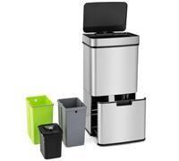 RELAX4LIFE Pattumiera Differenziata 75L, Pattumiera Automatica a 4 Scomparti, Cestino Spazzatura in Acciaio Inox, Coperchio a Chiusura Morbida, Bidone per Cucina Bagno e Ufficio