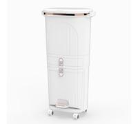 RELAX4LIFE Pattumiera Differenziata con 3 Secchi Rimovibili, Pedale, Ruote e Ganci Laterali, Cestino Salvaspazio per Cucina,Bagno (BIANCO, 42L - 3 Scomparti con Cassetto, Monocoperchio)