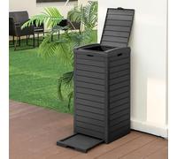 RELAX4LIFE Pattumiera per Rifiuti Esterno 118L con Vassoio per Liquidi, Cestino per Rifiuti per Giardino, 40 x 40 x 86 cm (1, BIANCO)