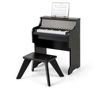 RELAX4LIFE Pianoforte con Sgabello per Bambini con 25 Tasti iluminati(Impara con le luci), Velocità e Volume Regolabili, Modalità di Insegnamento, Leggio Rimovibile per Bambini da 3+ Anni (NERO)