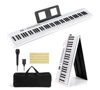 RELAX4LIFE Pianoforte Digitale Pieghevole a 88 Tasti, con MIDI Wireless, Altoparlanti Doppii, 1000 Timbri, 1000 Ritmi, Tastiera Portatile per Principianti, Bambini, Adulti (BIANCO)
