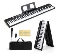 RELAX4LIFE Pianoforte Digitale Pieghevole a 88 Tasti, con MIDI Wireless, Altoparlanti Doppii, 1000 Timbri, 1000 Ritmi, Tastiera Portatile per Principianti, Bambini, Adulti (NERO)