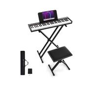 RELAX4LIFE Pianoforte Elettrico Portatile a 61 Tasti, Tastiera Elettrica con Supporto e Sgabello, Set di Pianoforte Digitale con Tasti Semi-Pesati, Funzione Audio MIDI Wireless, Pedale di Sustain