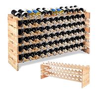 RELAX4LIFE Portabottiglie di Vino in Legno di Pino, Scaffale Porta Vini e Liquori a 6 Livelli Fino a 72 Bottiglie, Ripiani Impilabili con Montaggio a Incastro, Scaffale Salvaspazio (MODELLO 2)