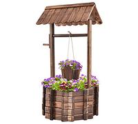 RELAX4LIFE Pozzo da Giardino, Pozzo Decorativo in Legno d'Abete con Tetto, Resistente alle Intemperie, Ideale per Giardino, Cortile e Terrazzo (Non Pompa)
