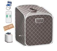 RELAX4LIFE Sauna a Vapore Portatile 2 L, Cabina Domestica per SPA, 9 Temperature Regolabili, 0-99 Minuti, Telecomando e Sedia, 1000W (Grigio)