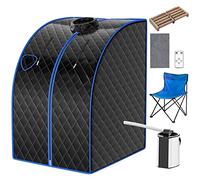 RELAX4LIFE Sauna a Vapore Portatile 3 L, Cabina Domestica per SPA, 9 Temperature Regolabili, 15-90 Minuti, Telecomando e Sedia, 1000W (Nero)