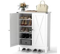 RELAX4LIFE Scarpiera Moderna a 5 Ripiani con 2 Antiribaltamento, 3 Ripiani Regolabili e Rimovibili, Ampio Piano Superiore per Oggetti, Design Salvaspazio per Ingresso, 80x35,5x100 cm (Bianco)