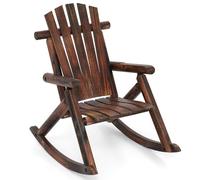 RELAX4LIFE Sedia a Dondolo Comoda, Sedia a Dondolo Ergonomica, Poltrona a Dondolo in Legno, con Schienale Alto e Braccioli, Sedile a Doghe, Struttura in Pino e Abete, Adatto per Interno ed Esterno
