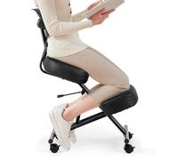 RELAX4LIFE Sedia a Ginocchio, Sedia Ergonomica a Ginocchio Regolabile in Altezza, Sgabello Imbottito da Ufficio con Ruote Universali Bloccabili, Ufficio, Home Office (84,5x46x103cm)