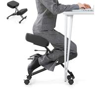 RELAX4LIFE Sedia a Ginocchio, Sedia Ergonomica a Ginocchio Regolabile in Altezza, Sgabello Imbottito da Ufficio con Ruote Universali Bloccabili, Ufficio, Home Office (72 x 46 x 68 cm)