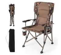 RELAX4LIFE Sedia da Campeggio Pieghevole, Sedia Portatile con Portabicchieri, Braccioli Imbottiti, Tasca in Rete e Borsa da Trasporto, Piedini Regolabili, per Pesca, Picnic, Giardino, Portata 180kg