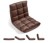 RELAX4LIFE Sedia da Terra Imbottita, Poltrona Pieghevole, Schienale Regolabile a 14 Livelli, Cuscino da Pavimento con Fodera in Peluche e Struttura in Acciaio, per Yoga, Meditazione (Marrone)