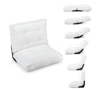 RELAX4LIFE Sedia da Terra Imbottita Regolabile, 60 x 57 x 55 cm | Poltrona da Pavimento con Schienale Reclinabile da 90° a 180° e Telaio in Metallo per Camera da Letto e Salotto