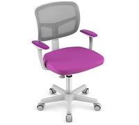 RELAX4LIFE Sedia Girevole per Bambini, Altezza Regolabile, Schienale e Braccioli, Ruote con Freni, Sedile a Rete per Bambini 3-10 Anni, Ideale per Cameretta e Studio (Viola)