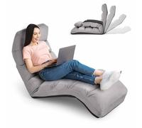 RELAX4LIFE Sedia Pieghevole da Pavimento con Schienale Regolabile, da Terra Imbottita, con Cuscino Morbido, Struttura Resistente, Ideale per Gioco e Lettura (GRIGIO)