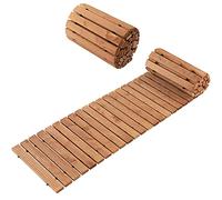 RELAX4LIFE Sentiero da Giardino in Legno di Abete, Sentiero Curvo Composto da 42 Pezzi di Legno, Sentiero Impermeabile Marrone Chiaro, Ideale per Terrazza, Campeggio, Balcone, Parco, 245 x 43 x 2 CM