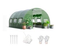 RELAX4LIFE Serra a Tunnel Grande da Giardino 4x3x2m-12m², Sistema di Serra in Acciaio e PE a Rete, 2 Porte a Cerniera e 6 Finestre Avvolgibili, Verde
