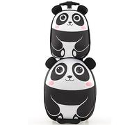 RELAX4LIFE Set 16''+12'' di Valigie per Bambini 2 in 1, 2 Pezzi, Trolly 16''+Zaino 12'', con Ruote Girevoli, Maniglia Retrattile, Zaino con Piedini in Plastica (Panda)