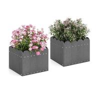 RELAX4LIFE Set di 2 Fioriere da Esterno 40 L/30L, Aiuola Rialzata in HDPE con Fori di Drenaggio, Fioriera per Balcone Giardino Patio (S | 32x30x25CM,Grigio)