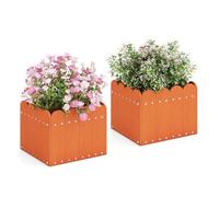 RELAX4LIFE Set di 2 Fioriere da Esterno 40 L/30L, Aiuola Rialzata in HDPE con Fori di Drenaggio, Fioriera per Balcone Giardino Patio (S | 32x30x25CM,Arancione)