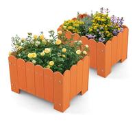 RELAX4LIFE Set di 2 Fioriere da Esterno 40 L/30L, Aiuola Rialzata in HDPE con Fori di Drenaggio, Fioriera per Balcone Giardino Patio (L | 45x32x30CM,Arancione)