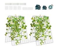 RELAX4LIFE Set di 2 Tralicci per Rampicanti, 86 x 128 cm, Grigliato da Giardino con Picchetti di Ancoraggio, Clip per Piante e Fascette, Set di Tralicci per Serra e Giardinaggio