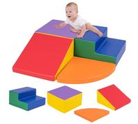 RELAX4LIFE Set di 4 Blocchi da Costruzione in in PU e EPE per Bambini, Set da Gioco Educativo per Arrampicarsi e Gattonare, Forme Diverse, per Casa e Asilo Nido (ARANCIONE)