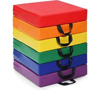 RELAX4LIFE Set di 6 Cuscini Seduta Morbidi con Maniglia per Bambini, Cuscinetti per Bimbi in Spugna con Fodera Impermeabile in PU, Facile da Trasportare con Maniglia, Colorato (Quadrato)