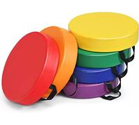 RELAX4LIFE Set di 6 Cuscini Seduta Morbidi con Maniglia per Bambini, Cuscinetti per Bimbi in Spugna con Fodera Impermeabile in PU, Facile da Trasportare con Maniglia, Colorato (Rotondo)