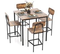 RELAX4LIFE Set Tavolo da Pranzo 5 Pezzi, Tavolo Rettangolare + 4 Sedie con Schienale, Gambe in Metallo Resistente, Design Moderno e Salvaspazio per Cucina/Sala da Pranzo (Marrone Chiaro)