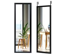 RELAX4LIFE Specchio Sospeso Rettangolare, Appendere alla Porta o alla Parete, Antideflagrante, a Figura Intera, per Ingresso, Bagno, Camera da Letto, 120x37x1,6 cm (Nero)