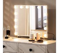 RELAX4LIFE Specchio Trucco con Luci, Specchio da Tavolo/Parete con 14 Lampadine, 3 Colori di Luce, Touch Screen, Luminosità Regolabile, Specchio Cosmetico per Camera da Letto (50 x 40 cm)